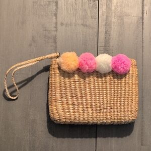 Sea And Grass Wristlet With Pom Poms